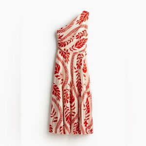 H&M White and Red Asymmetrical Ruffled Sundress